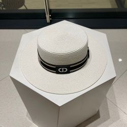 Women's white flat sun hat