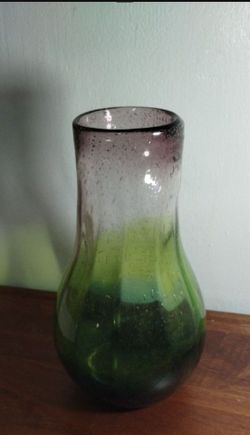 BUBBLE GLASS ART  VASE  10"