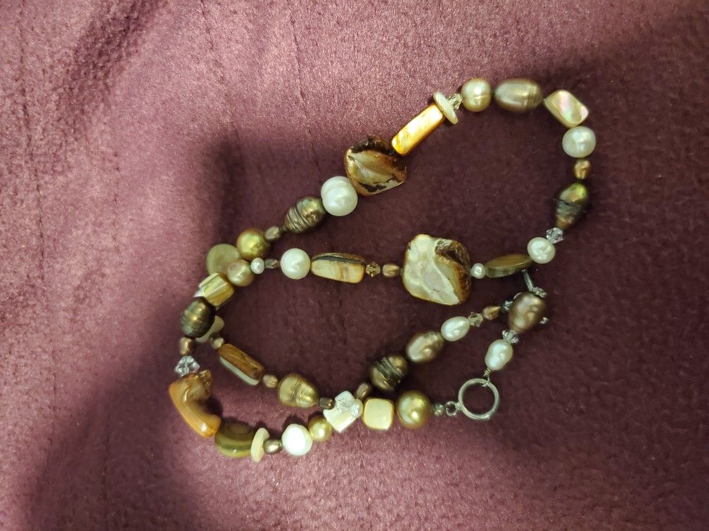 925 silver lock necklace includes pearl, agate, mother of pearl, all are natural
