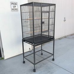 (New) $95 Large 53” Tall Bird Cage 24x17x53” with Rolling Stand and Plastic tray