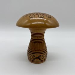 Vintage Ukrainian Wooden Carved Mushroom 