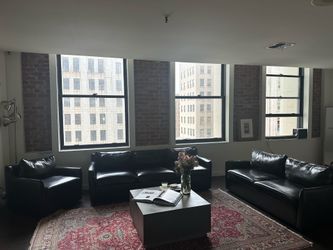 Black Faux Leather 3-Piece Living Room Set