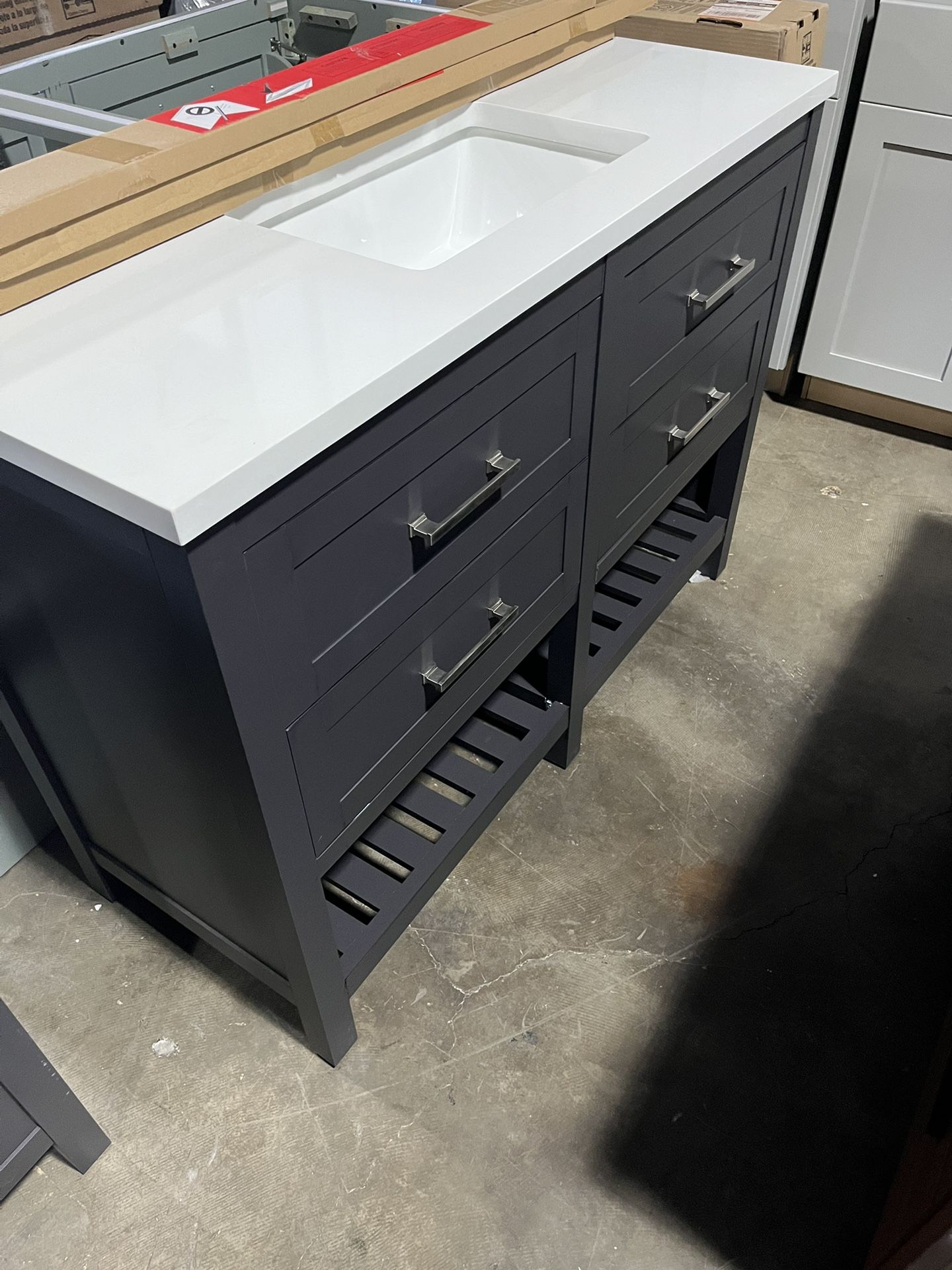 Autumn 48 in. Single Sink Gray Bath Vanity with White Engineered Stone Top
