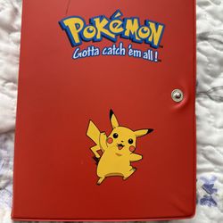 Red PIKACHU Card Binder  1999 Vintage Pokemon 4-Pocket Book Nintendo