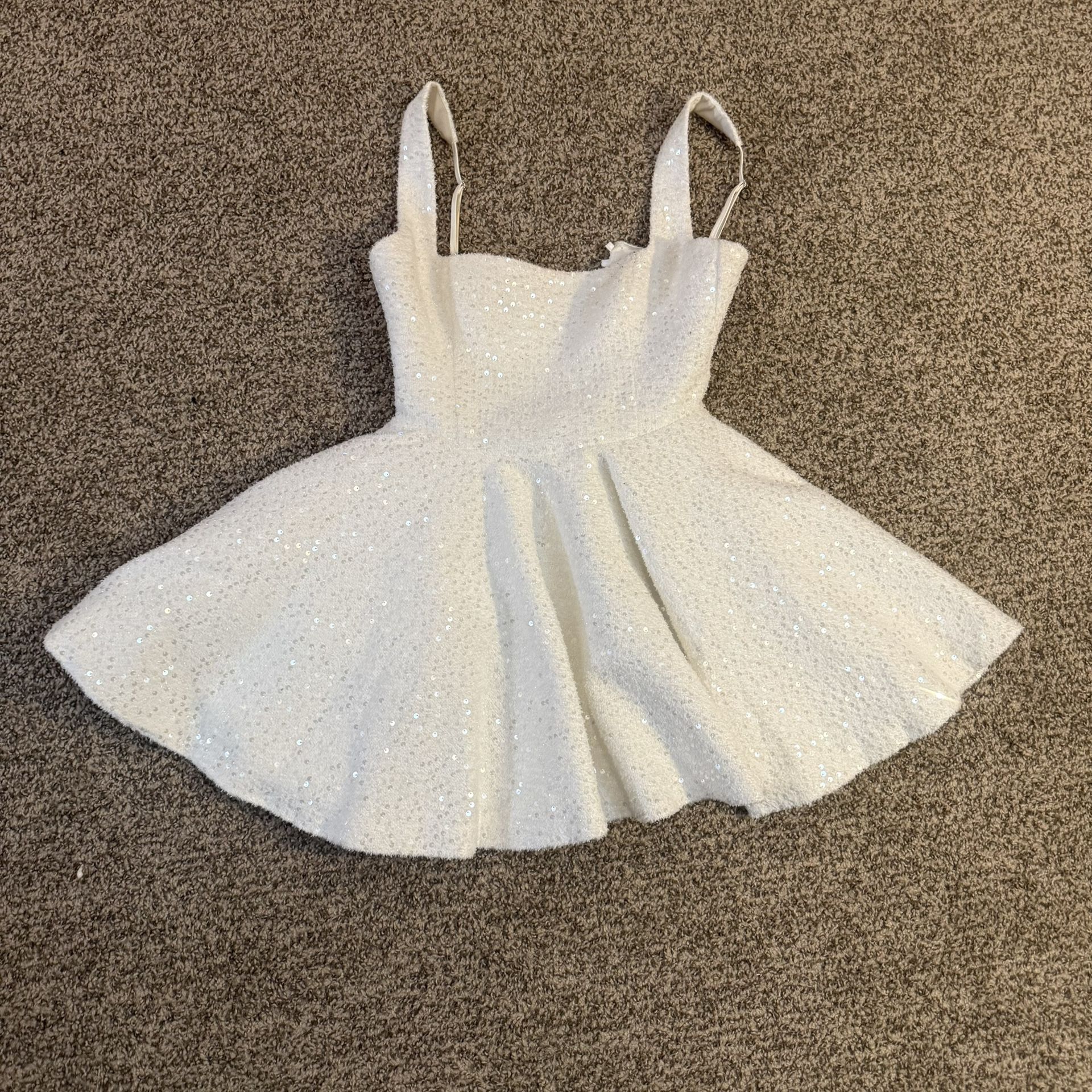 White Sequin Mini dress w/ detachable bow