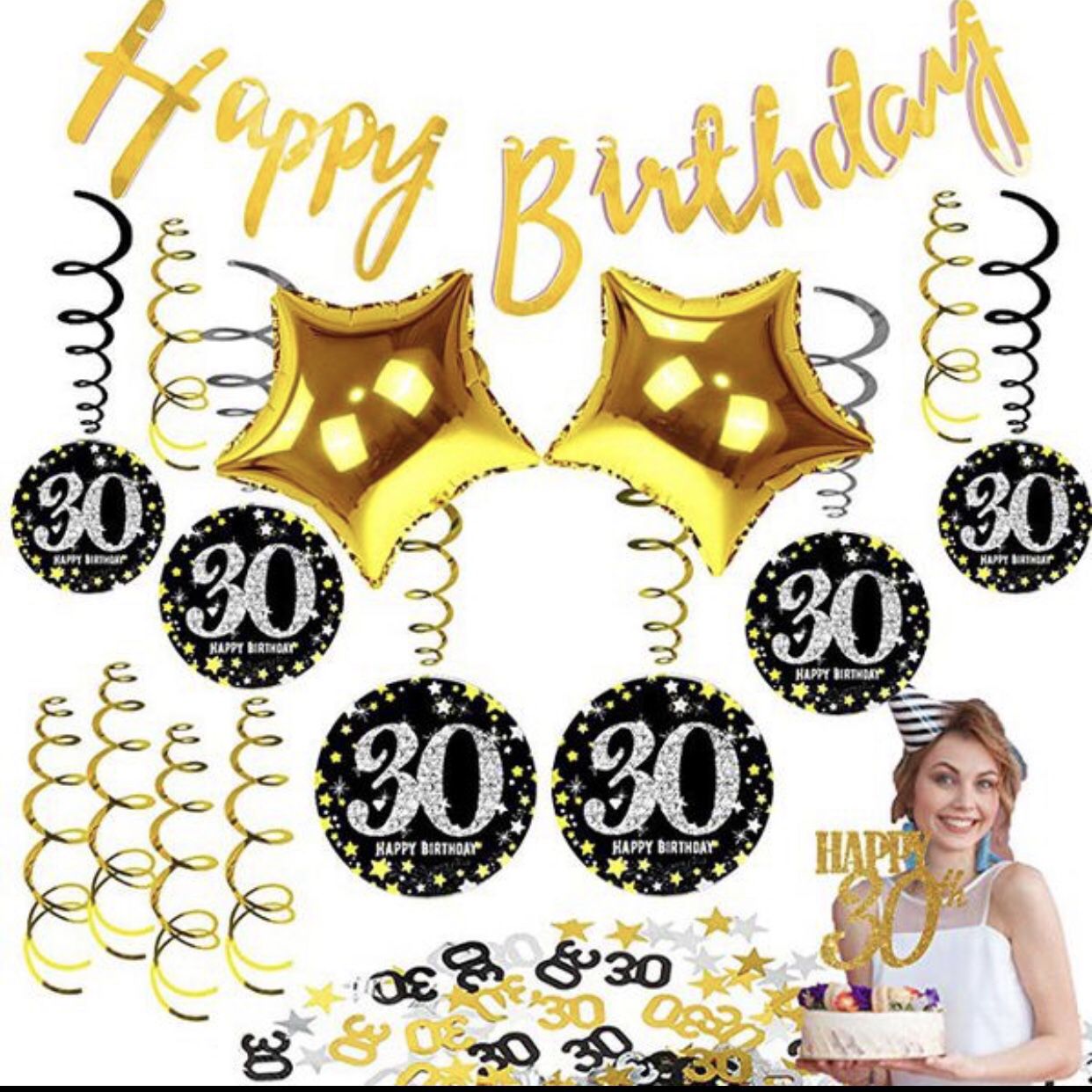 30th Birthday Decorations Balloons For Men Women Party Supplies Dirty Thirty Banner Happy 30 Bday
