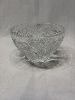 Vintage Crystal Serving Bowl With Etched and Engraved Designs