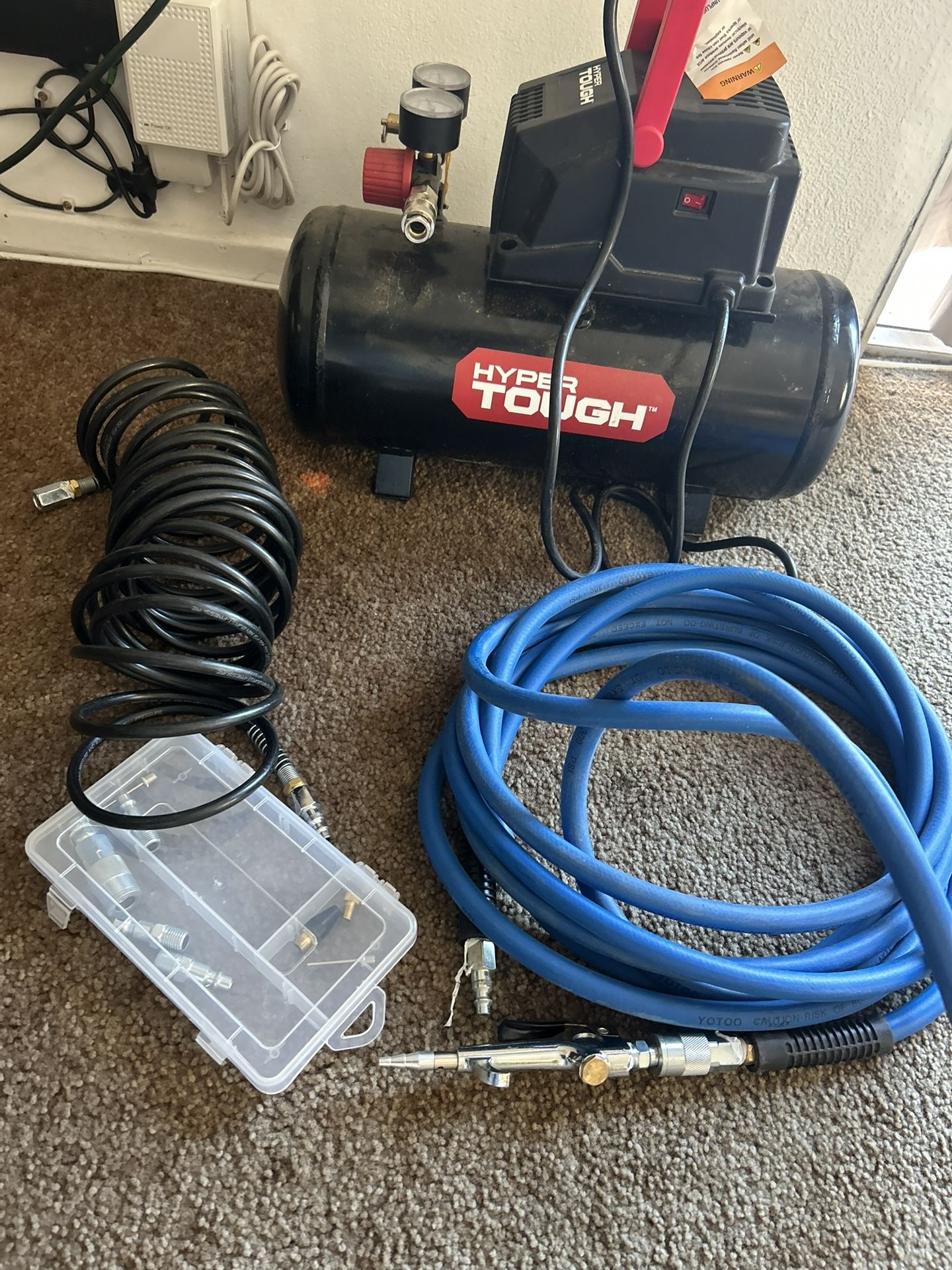 Hyper Tough Air Compressor With 25f Hose
