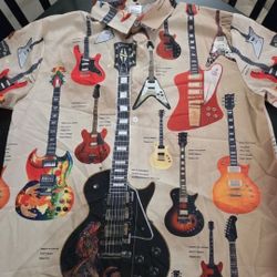Gibson Les Paul Mens Button Up Shirt Size Large