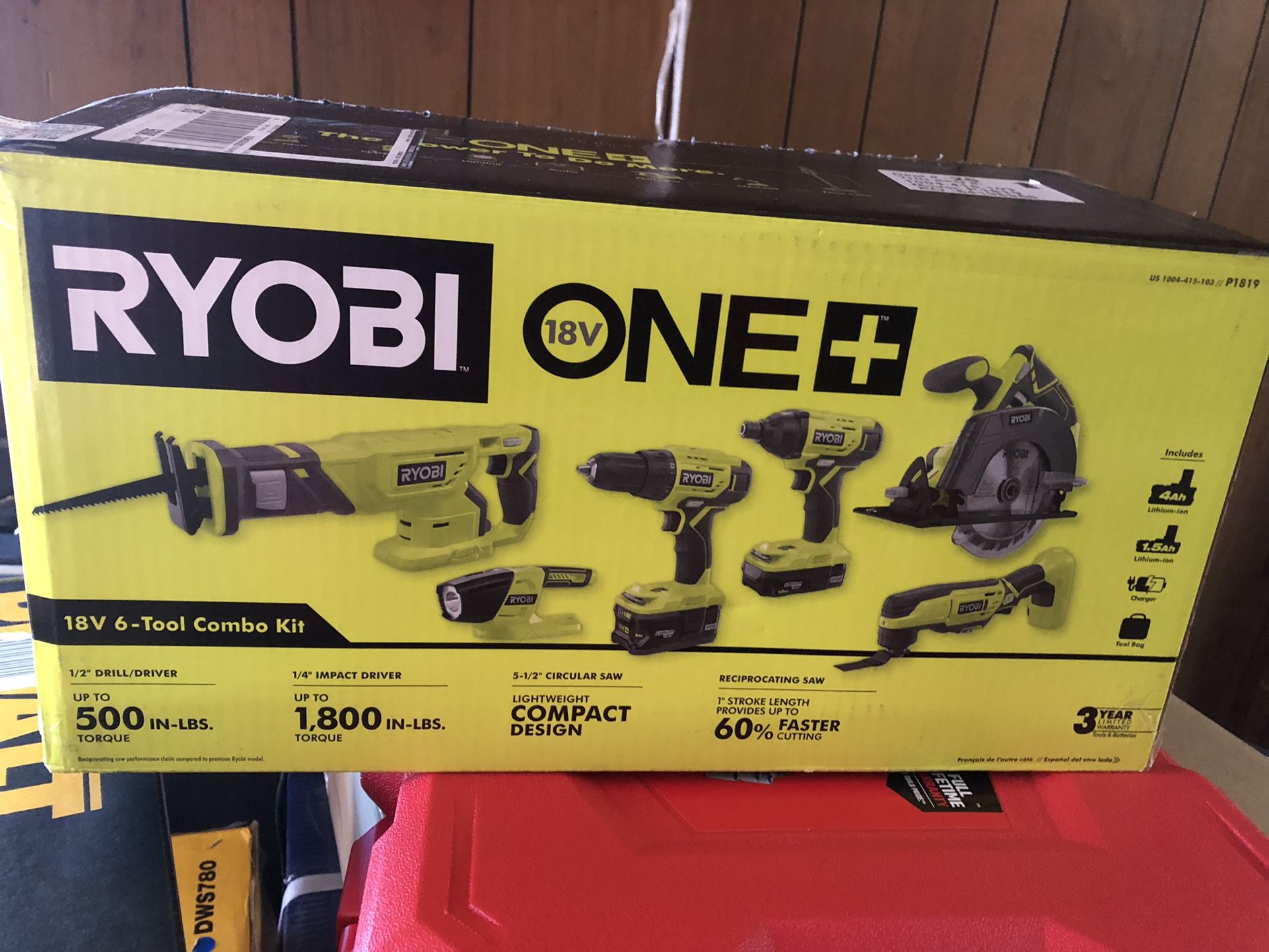 RYOBI 18v 6-TOOL COMBO KIT