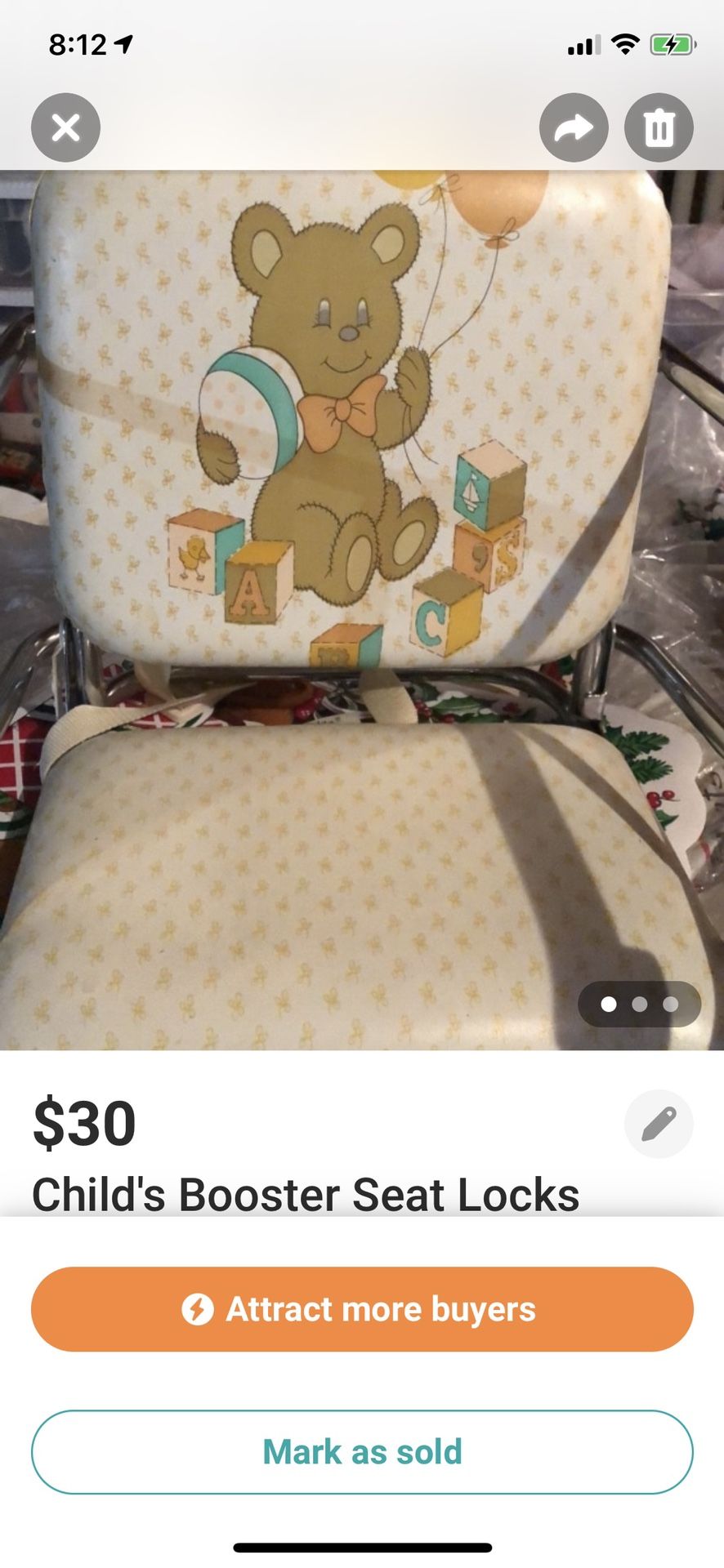 Children’s Teddy Bear Booster Seat Like New!