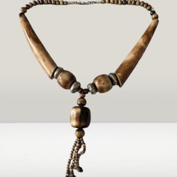 Antique Bone Horn Tassel Statement Necklace 