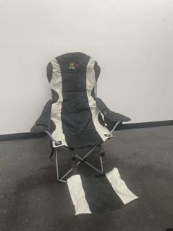 Heated Padded Camping Chair with Footrest – Folding Outdoor Lounge Chair