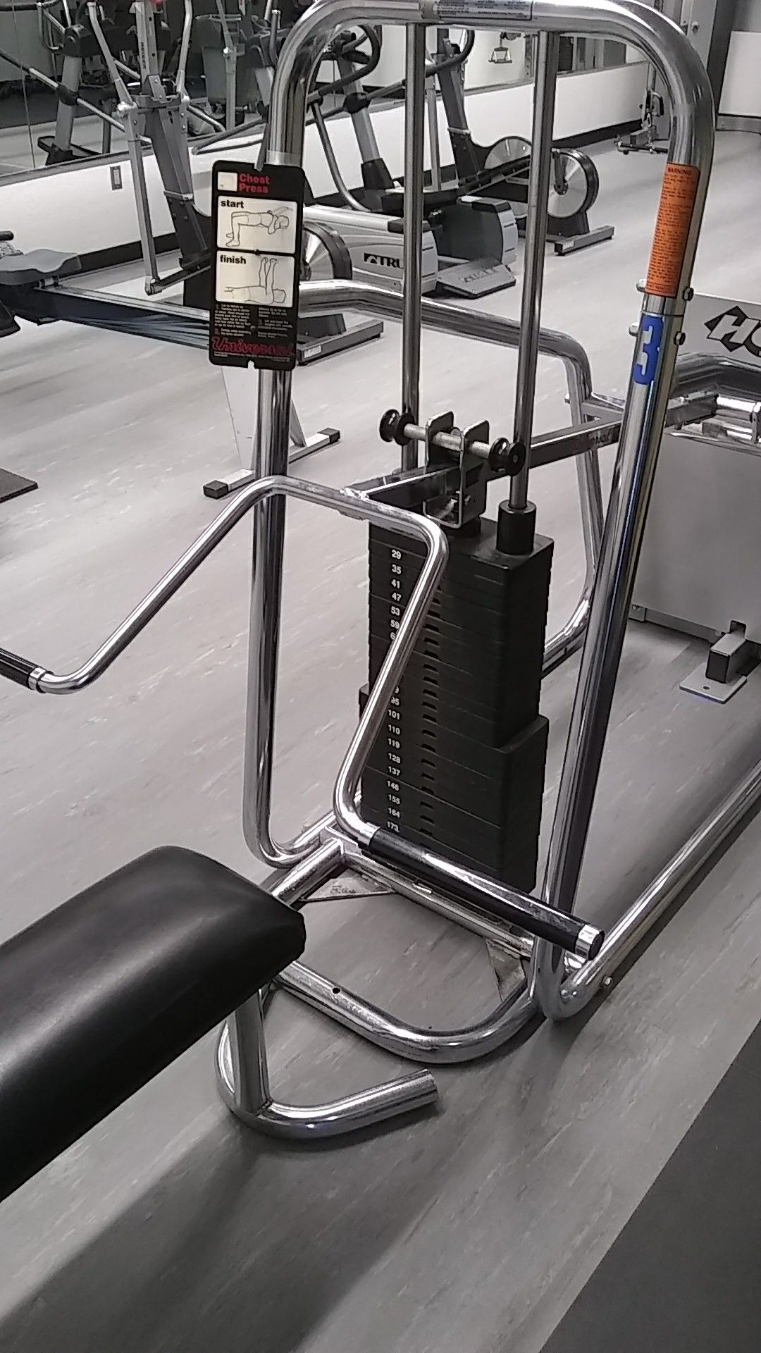 Universal bench press machine, weight machine