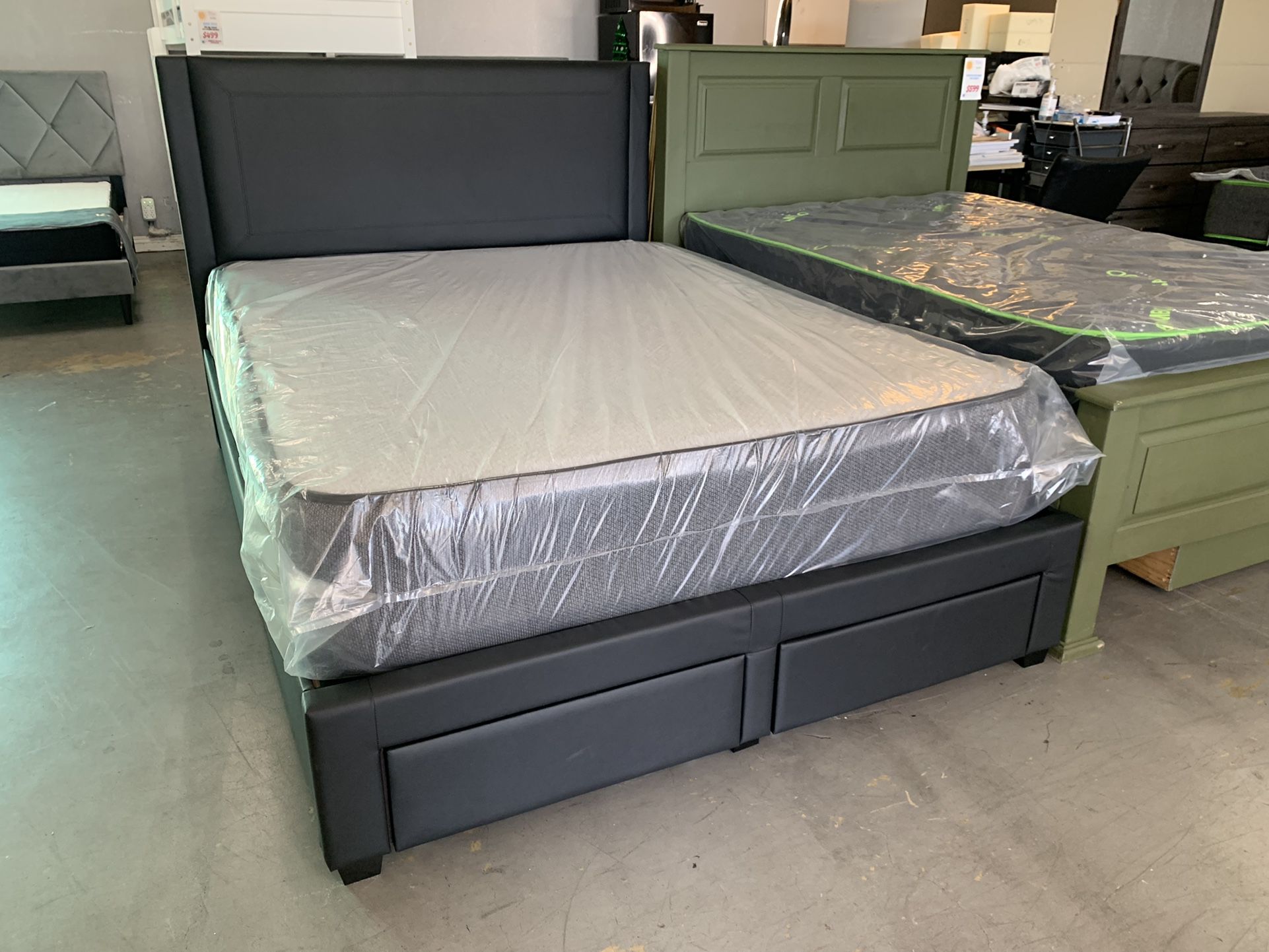 Black Storage Bed Platform Bed Frame Only 