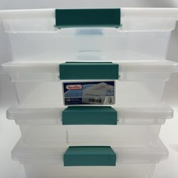 Sterilite Large Clip Box, Stackable Small Storage Bin with Latching Lid, Plastic Container to Organize Paper 5.8 qt
