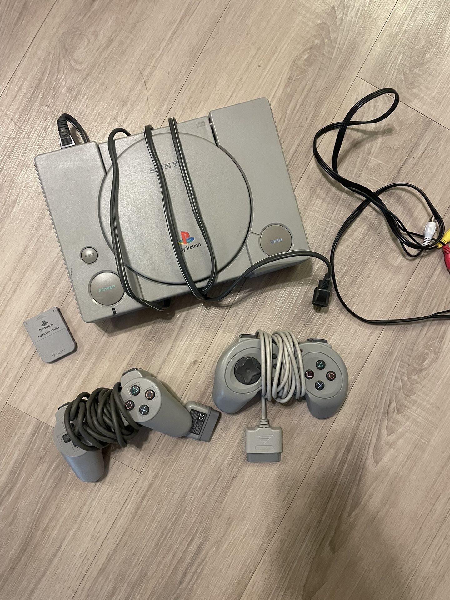 Original Playstation One, controllers and cords