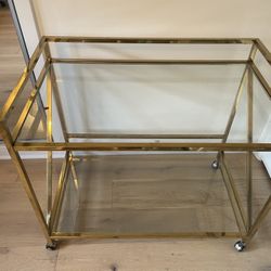 Gold And Glass Bar Cart