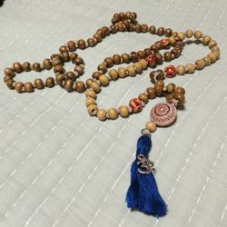 Mala With Wood Beads And OM Charm