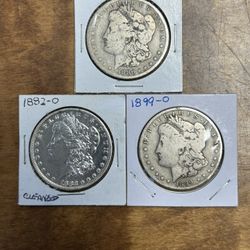 3 Morgan Silver Dollars - 90% Silver.  Group 5