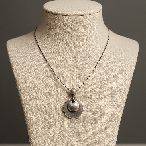 Silver-Tone Pendant Necklace – Adjustable Cable Chain – Minimalist Style