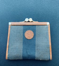 Vintage Fendi Pequin Kiss Lock Coin Wallet