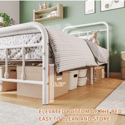 Twin White Metal Bed Frame