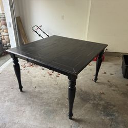 Distressed Black Gathering / Dining Table w/ 6 Chairs