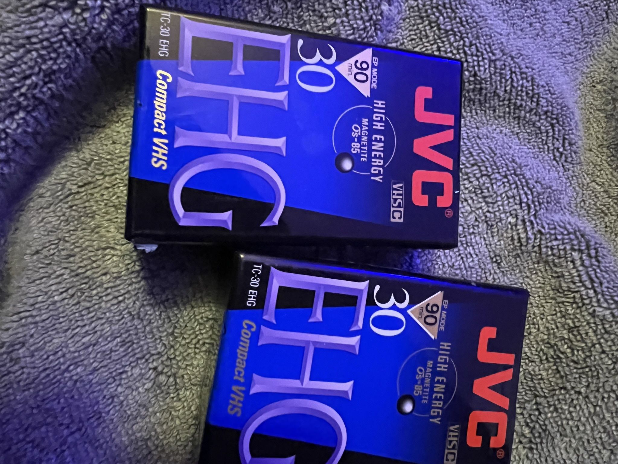 2 vintage blank unopened compact VHS tapes