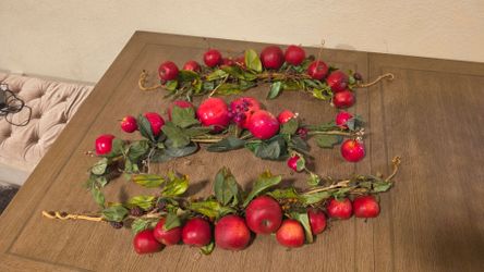 Lot of 3 Large 36" Faux Red Apple & Berry Fall Swag Garlands – Rustic Decor