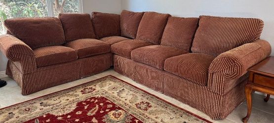 Red and Gold Custom L-Shaped Sectional Couch Extremely Comfortable