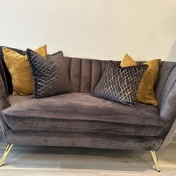 Velvet Gray Loveseat