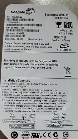 Seagate 500gb Hard drive