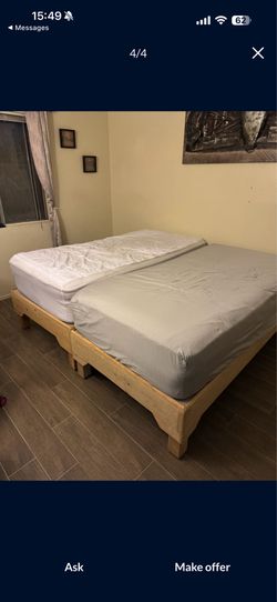 2 individual base wood beds