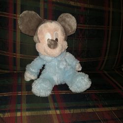 Baby Mickey Mouse Plush Doll Disney Parks JINGLE rattle 10” SOFT pastel Blue