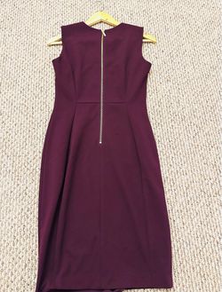 Calvin Klein Zip-Front Burgundy Sheath Knee-Length Dress Women’s Size L