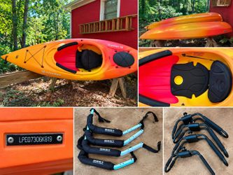 2 Emotion Guster 10' Kayaks + Kayak Carriers – $550 OBO