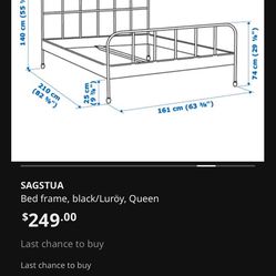 IKEA Queen Metal Bed frame 