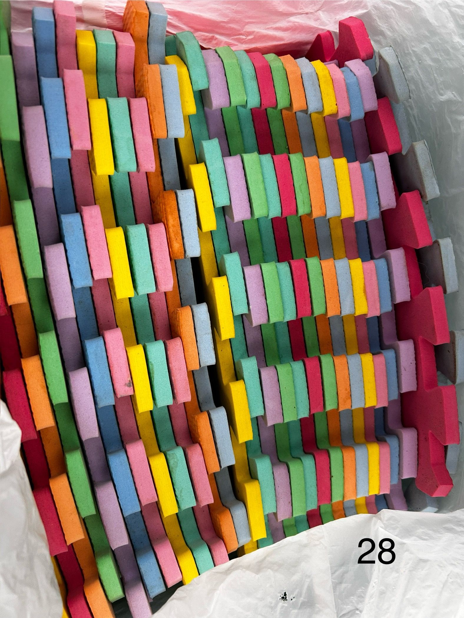 28 interlocking foam mats, various colors. Graco valid car seat, FP activity walker, bottles&accessories