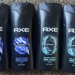 NEW Set of 4 Axe Body Wash - (2) Apollo (2) Phoenix 16 oz