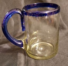 Set Of 4 Blown Glass 32 Oz Beer Stines Mugs 