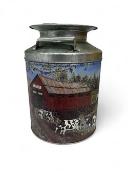 Hand-Painted Vintage Metal Milk Can