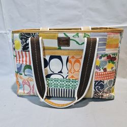 Coach Patchwork Multicolor Canvas Shoulder Bag!