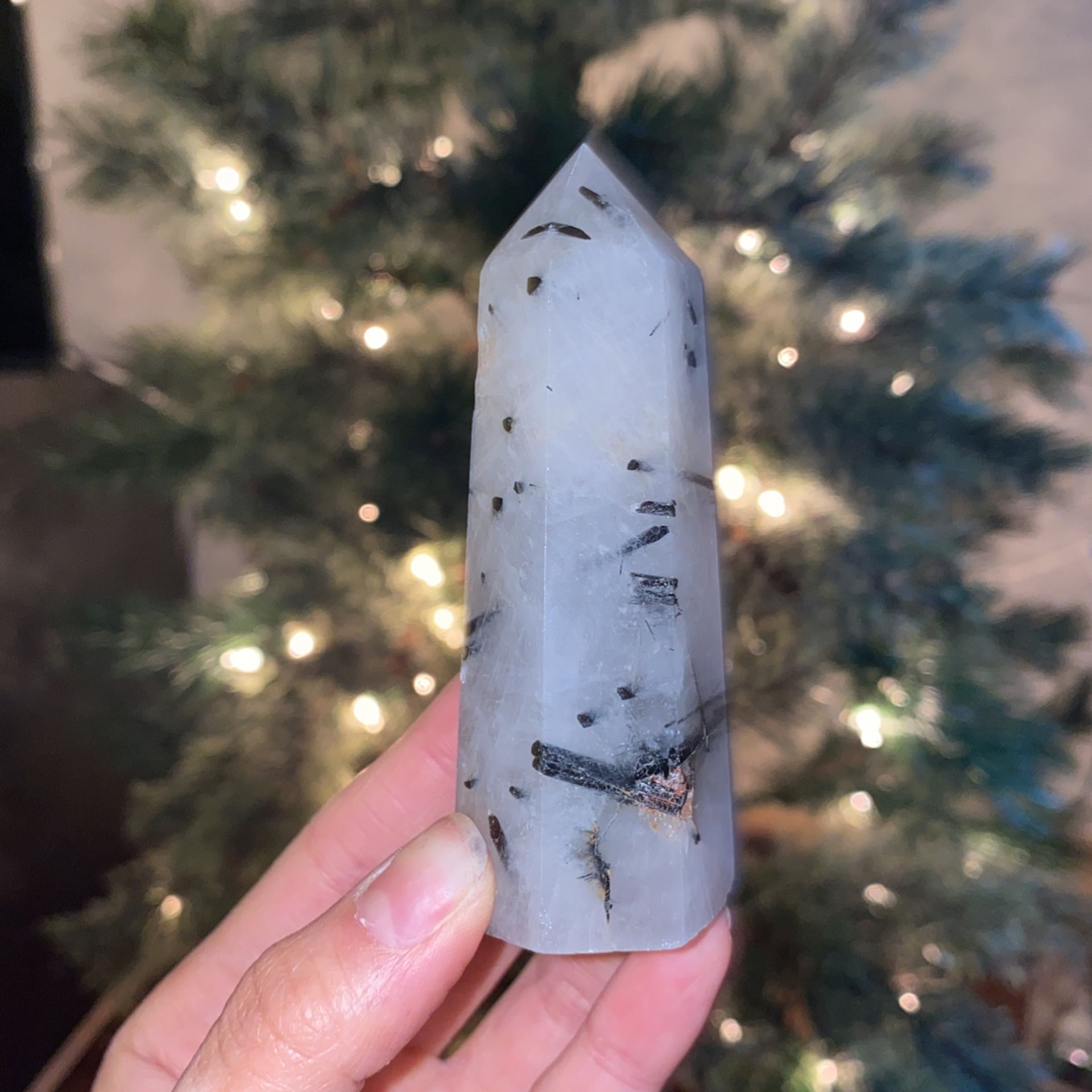 Black Tourmaline in Quartz Tower