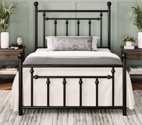 Victorian Twin Size Metal Platform Bed
