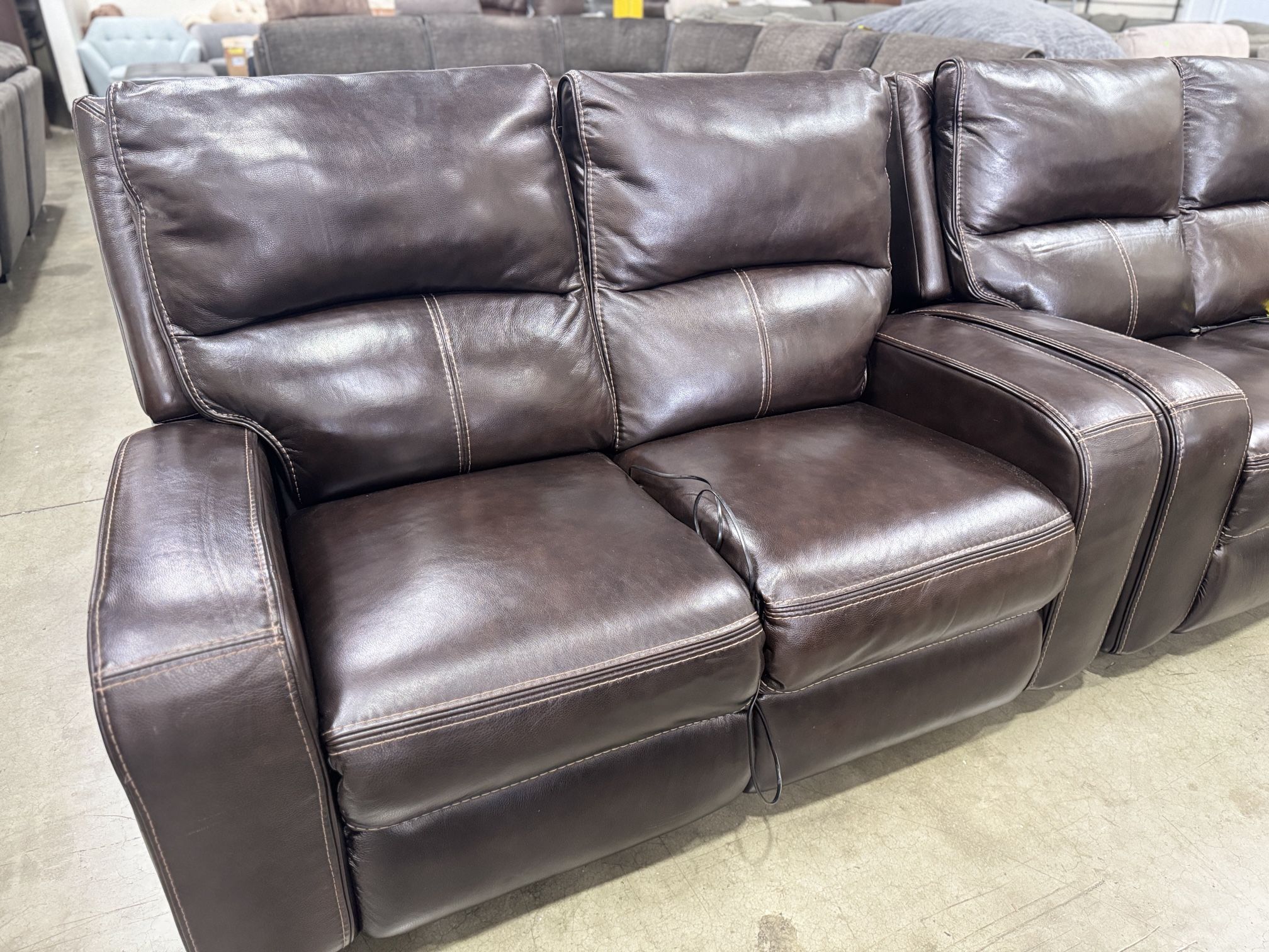 64” Dark Brown Leather Power Recliner Loveseat Couches Sofa :$250