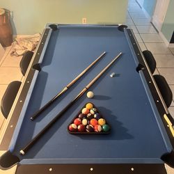 Blue Felt Wood Pool Table