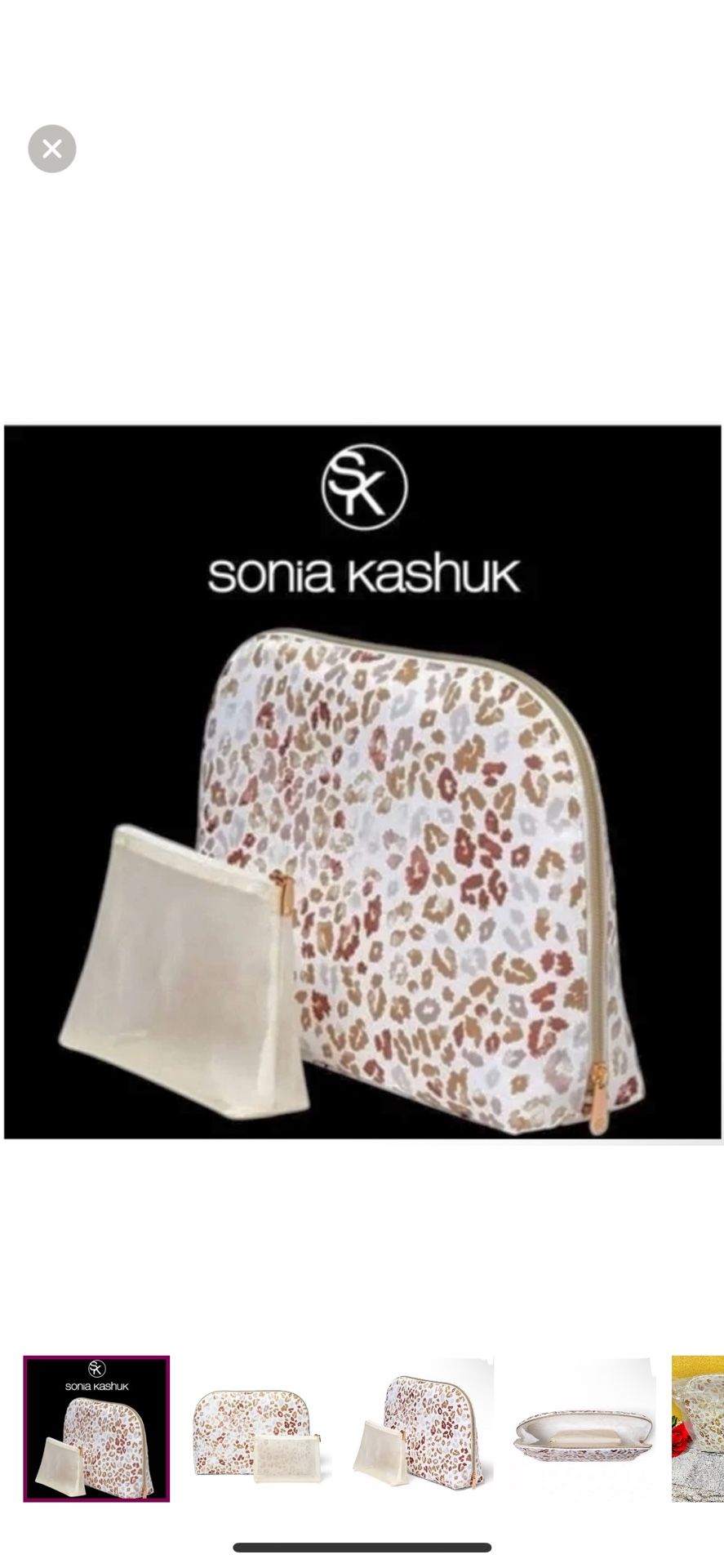 NWT Sonia Kashuk Large Dome Travel Makeup Pouch / Case - 2pcs - Terra Spots