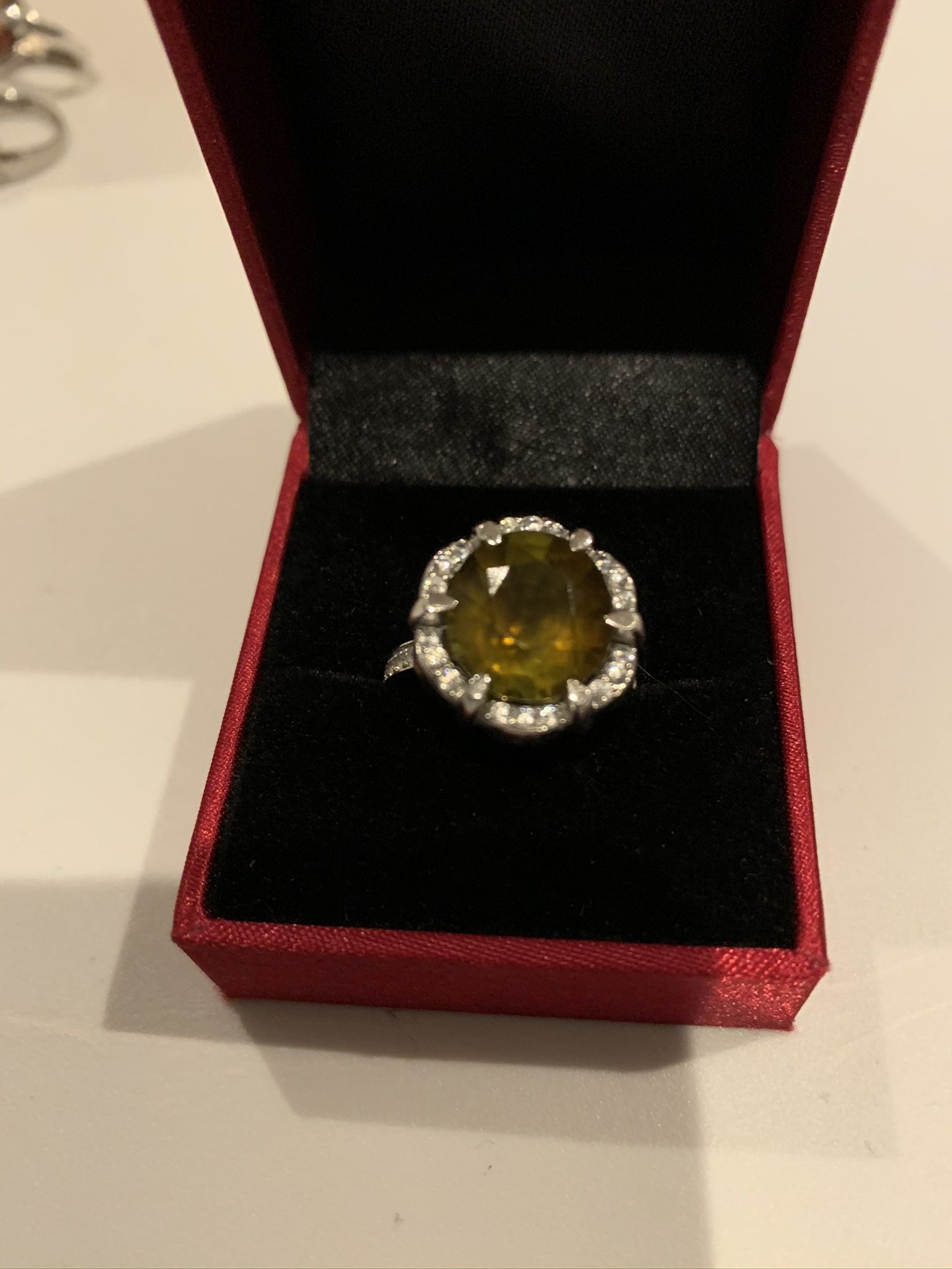 14 K real White gold Ring with Natural Tourmaline $600