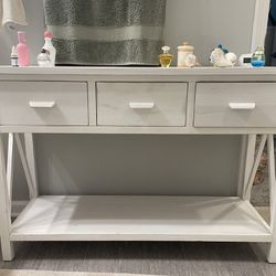 White Three Drawer Shelf/ Table 